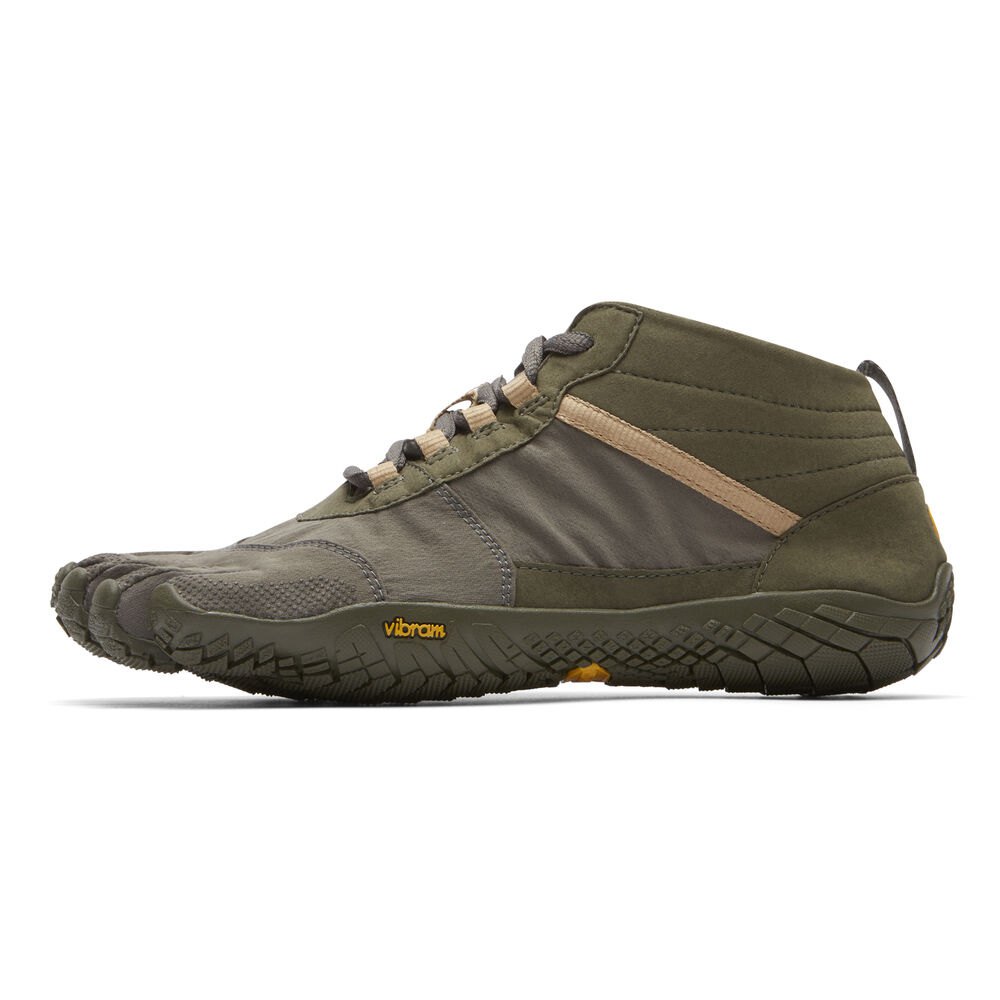 Zapatos Descalzos Hombre Verde Oliva - FiveFingers V-Trek - XKRUON-270